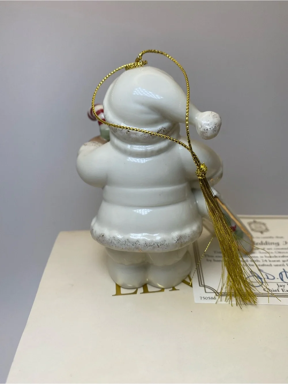 NEW Vintage Lenox 2006 White Santa Ornament with Candy Cane w box & COA